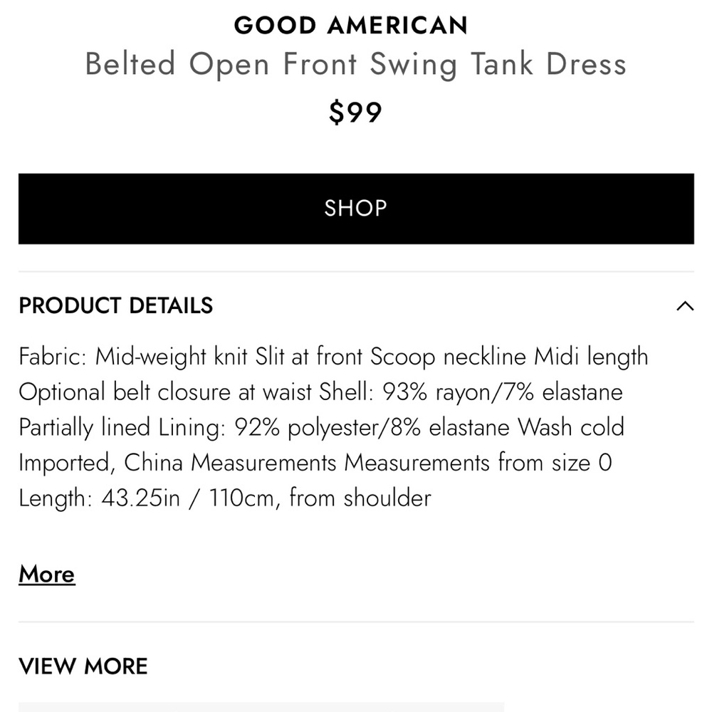 Good American olive green Belted Swing Tank Dress - Picture 5 of 5